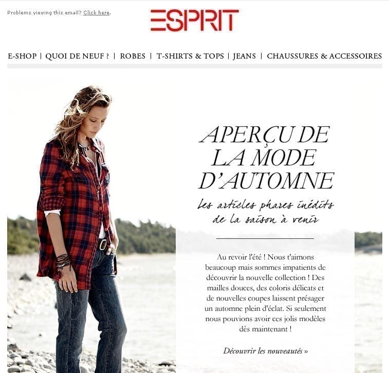 Esprit newsletter with images