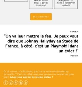 Newsletter Badsender dans laquelle le groupe "Johnny" "Hallyday" subit le lien automatique sur iOS