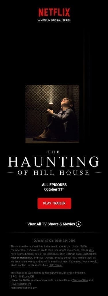 Email Netflix - The Haunting of Hill House