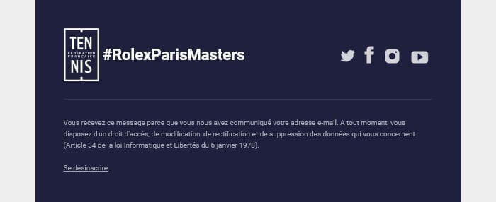 pied d'email Rolex Paris Masters 2019