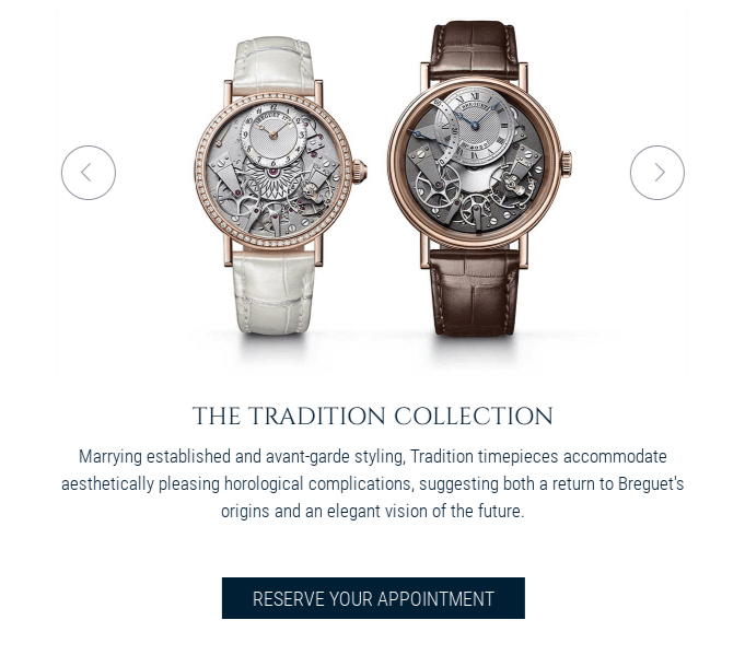 example of a carousel in an email with the brand Breguet.