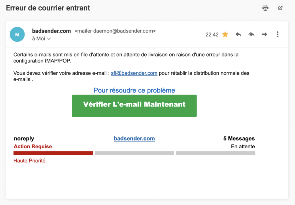 Analyse d'un e-mail de Badsender reçu le 3 août dernier