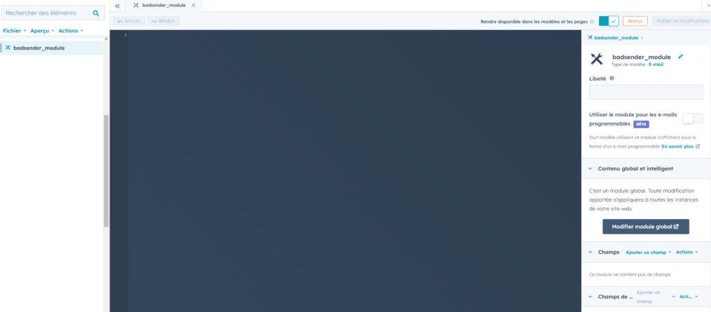 hubspot module editor