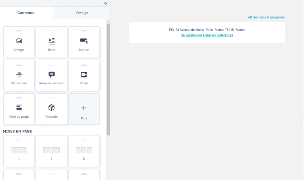 insertion module email builder hubspot