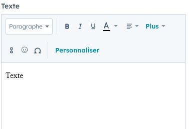 texte enrichi modèle email hubspot