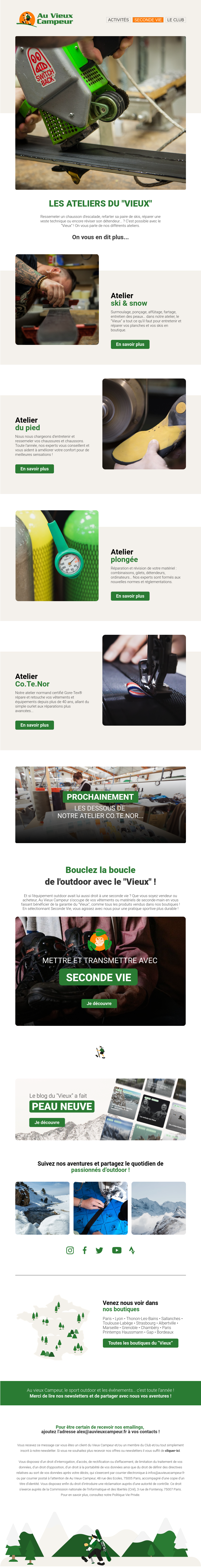 Newsletter seconde vie du Vieux Campeur