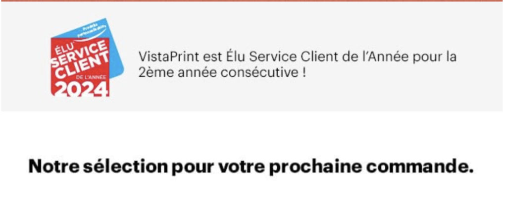 Bloc image visible sur l'e-mail de VistaPrint