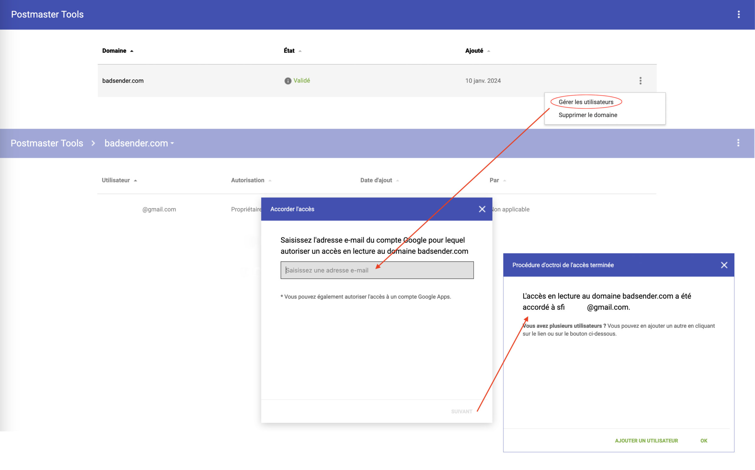 Partager un accès Google Postmaster Tools avec un tiers