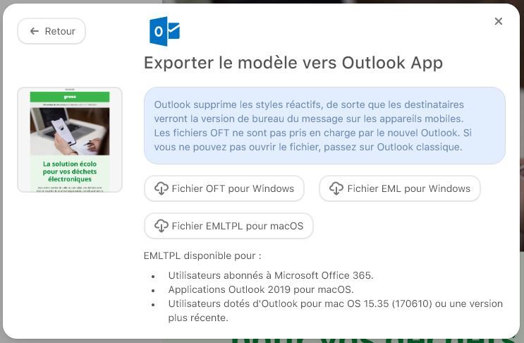 choose format otf eml email outlook