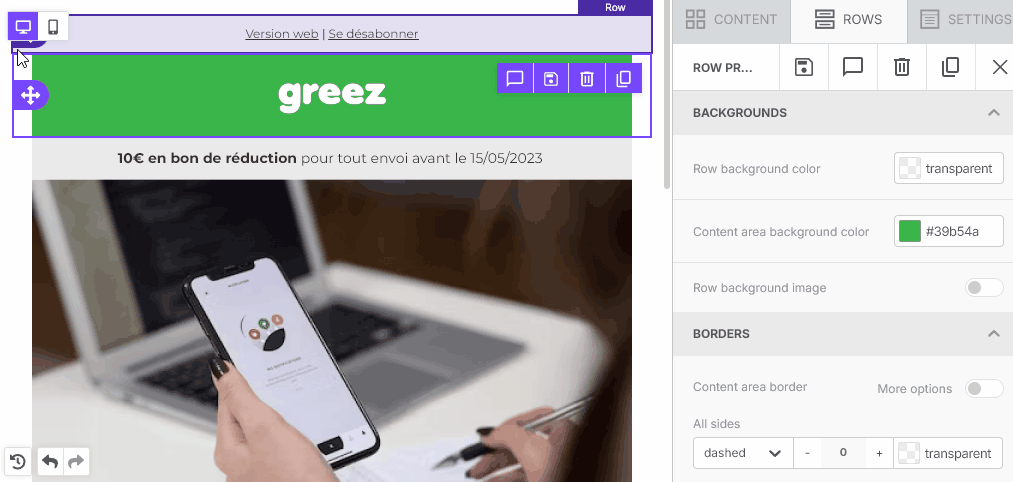 Adding comments in the email builder