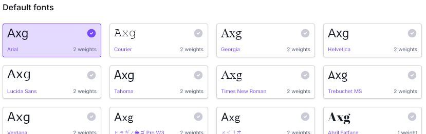 Restricting default typefaces