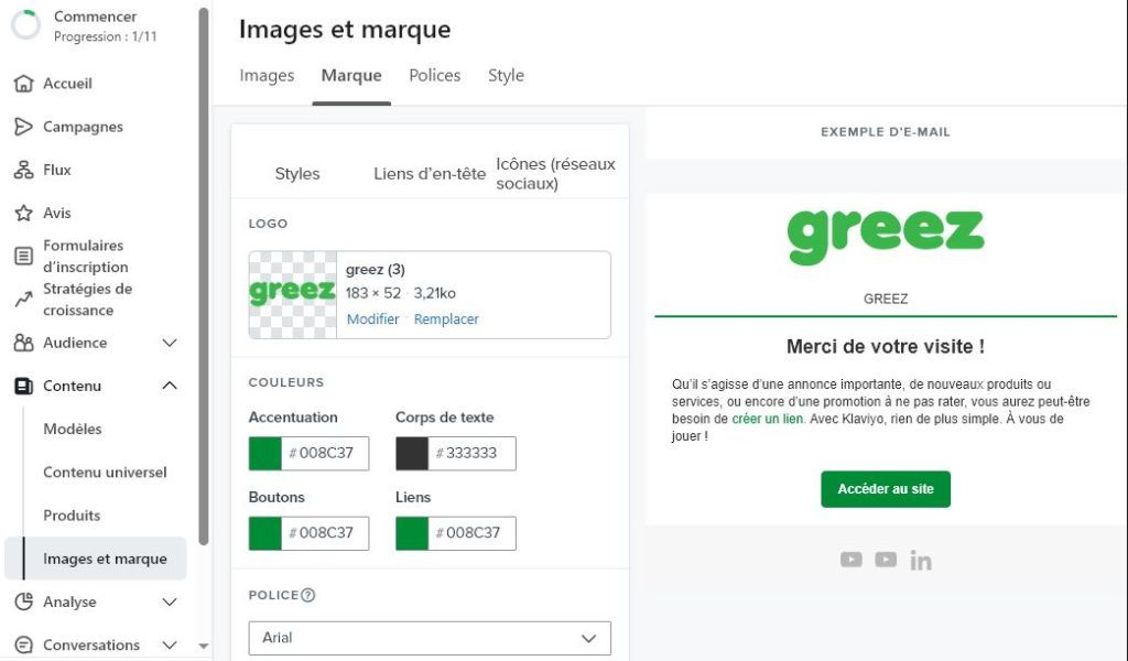 Klavuyo et styles généraux des campagnes emails