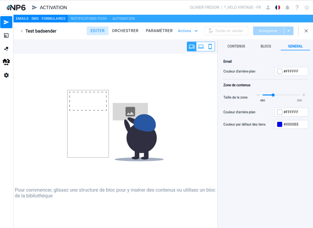 Options générales du template email NP6